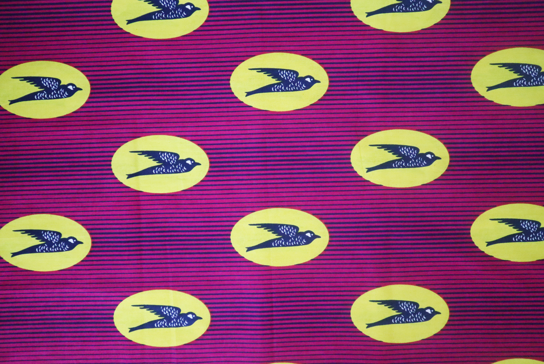 アフリカ布〈90cm単位〉NAT-026　紫ピンク✖️黄色