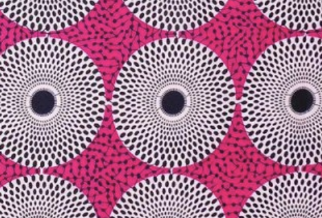 アフリカ布〈90cm単位〉NAT-015　ピンク✖️白eyes